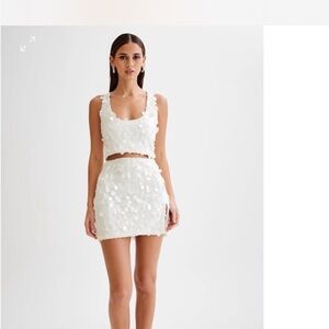 Maude Meshki White Sequin Skirt